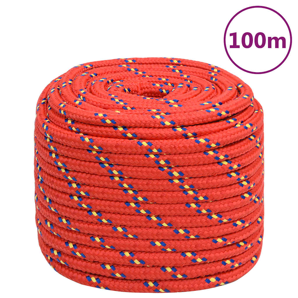 vidaXL Boottouw 16 mm 100 m polypropyleen rood