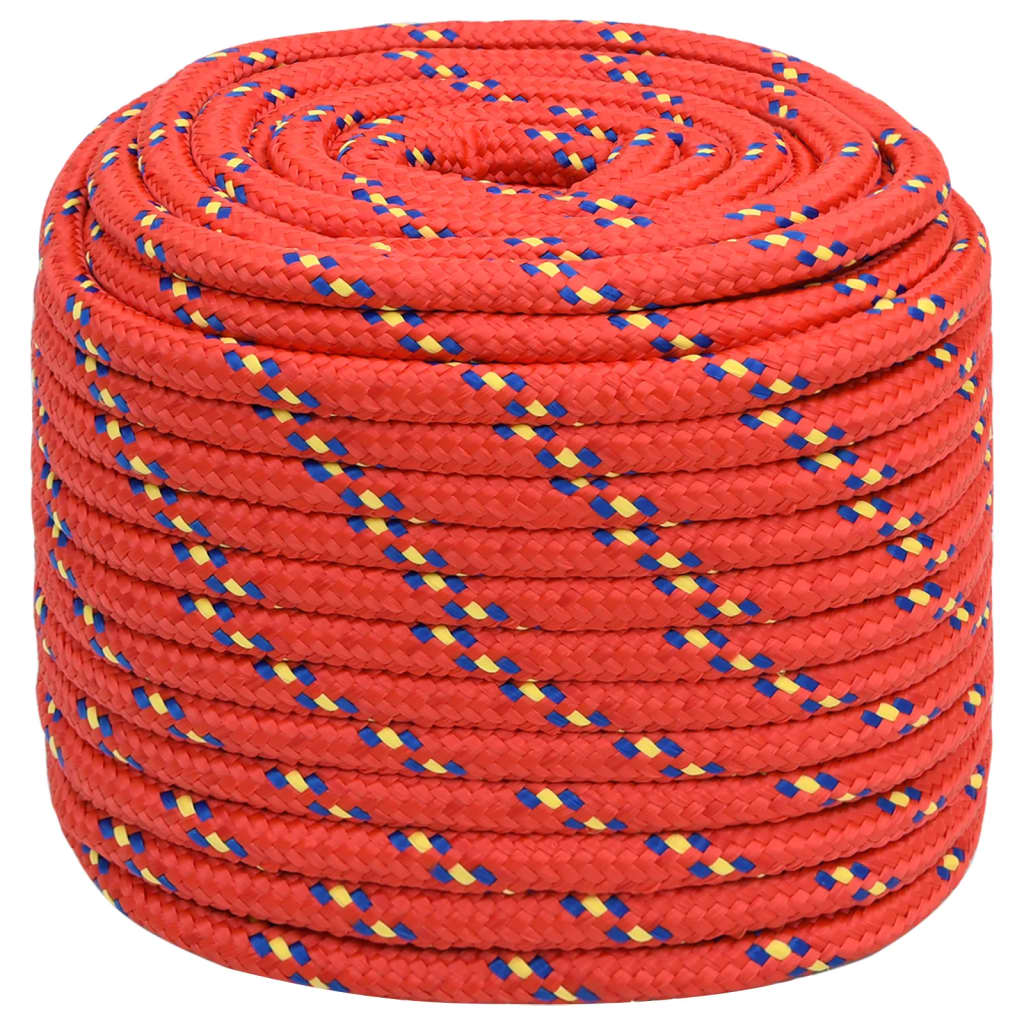 vidaXL Boottouw 18 mm 100 m polypropyleen rood