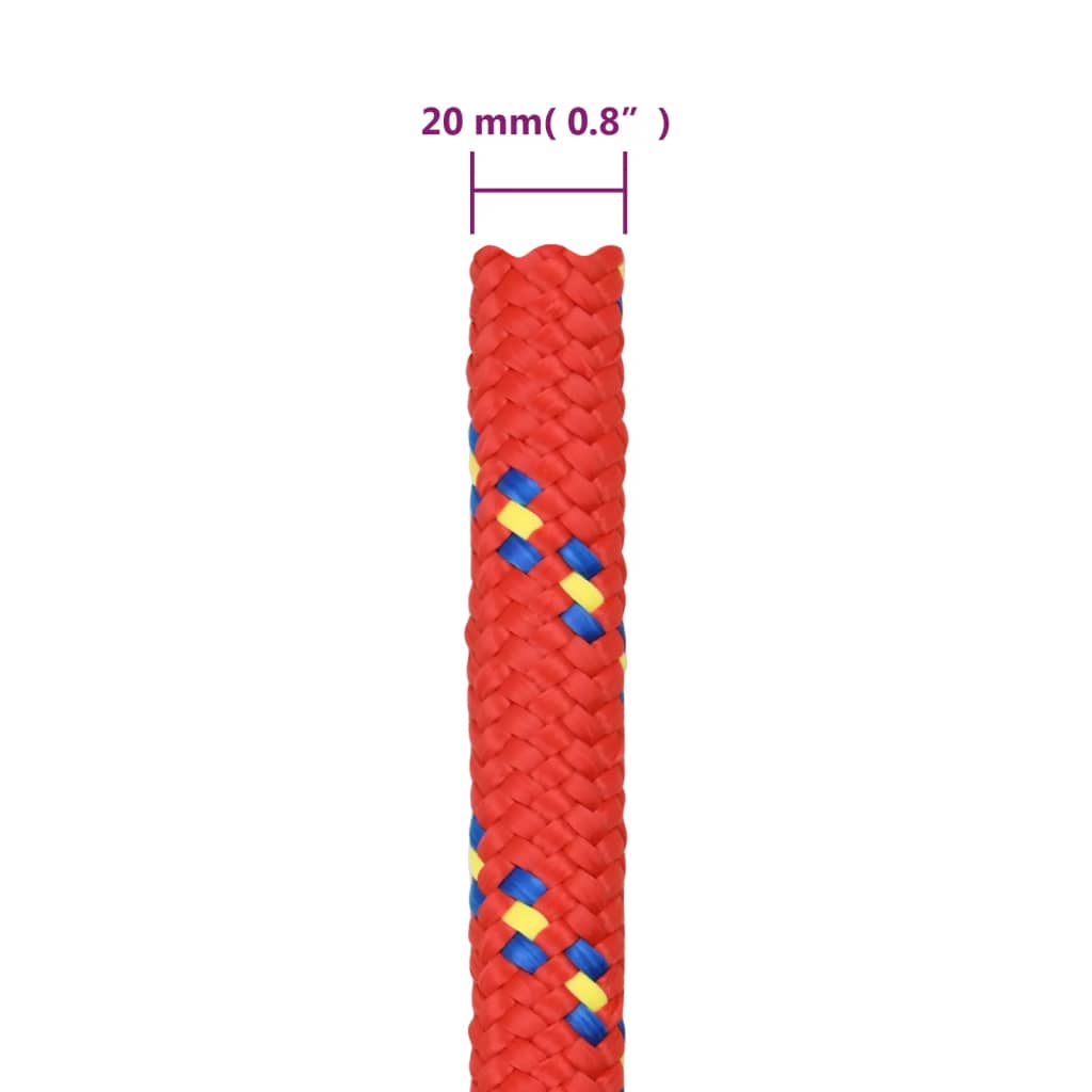 vidaXL Boottouw 20 mm 100 m polypropyleen rood - Afbeelding 6