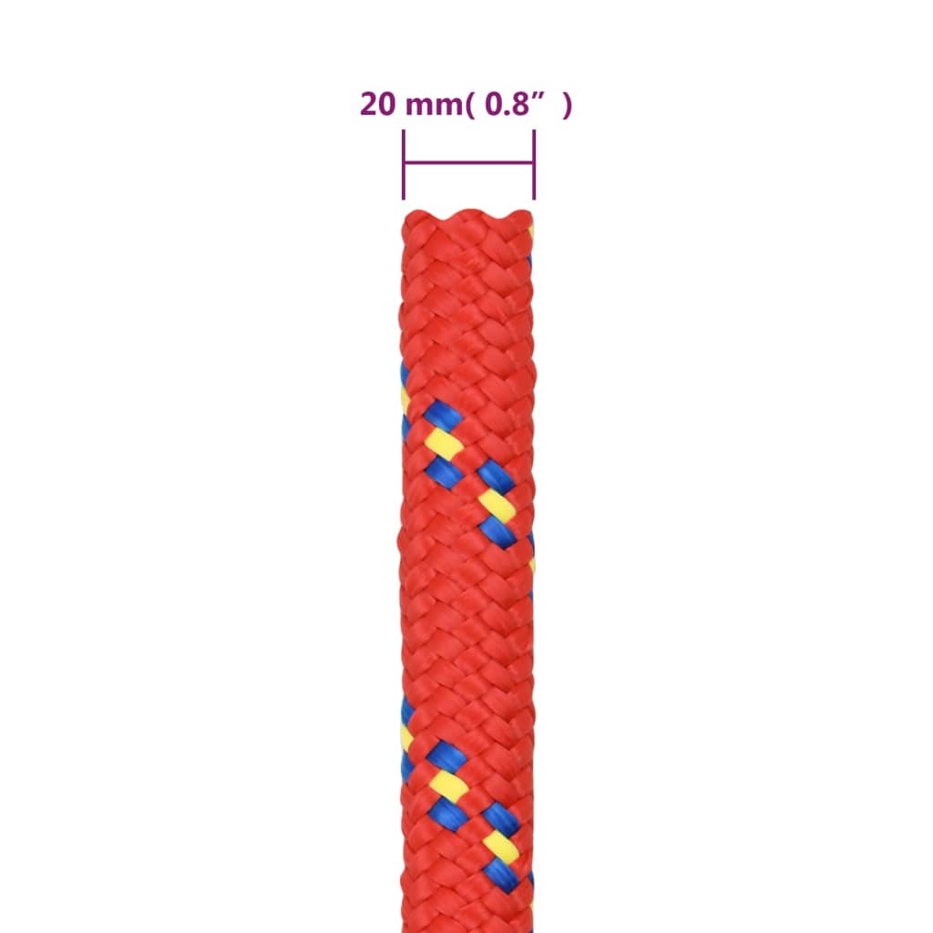 vidaXL Boottouw 20 mm 50 m polypropyleen rood - Afbeelding 6