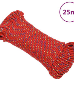 vidaXL Boottouw 3 mm 25 m polypropyleen rood