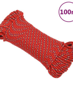 vidaXL Boottouw 5 mm 100 m polypropyleen rood