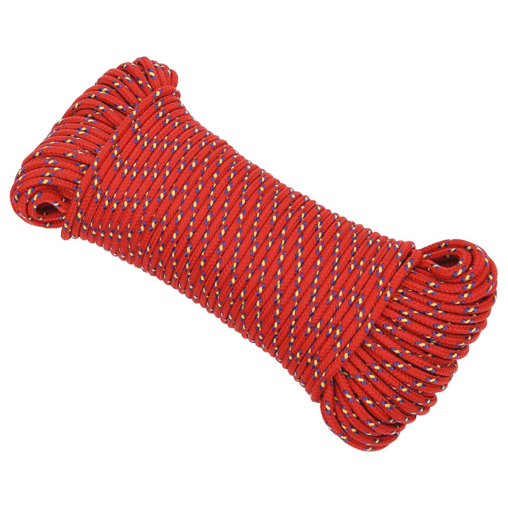 vidaXL Boottouw 5 mm 25 m polypropyleen rood