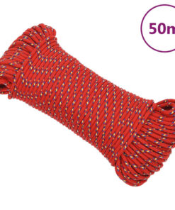 vidaXL Boottouw 5 mm 50 m polypropyleen rood