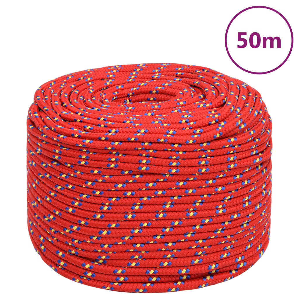vidaXL Boottouw 6 mm 50 m polypropyleen rood