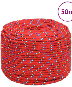 vidaXL Boottouw 8 mm 50 m polypropyleen rood
