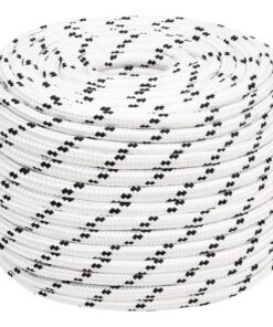 vidaXL Boottouw gevlochten 12 mmx100 m polyester wit