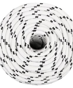 vidaXL Boottouw gevlochten 14 mmx25 m polyester wit