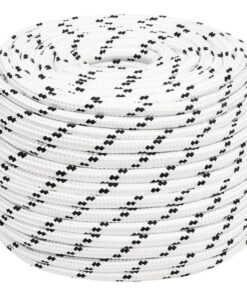 vidaXL Boottouw gevlochten 14 mmx25 m polyester wit