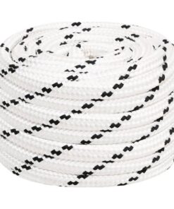 vidaXL Boottouw gevlochten 16 mmx50 m polyester wit