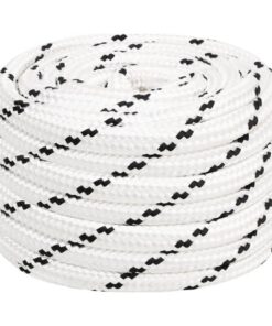 vidaXL Boottouw gevlochten 18 mmx25 m polyester wit
