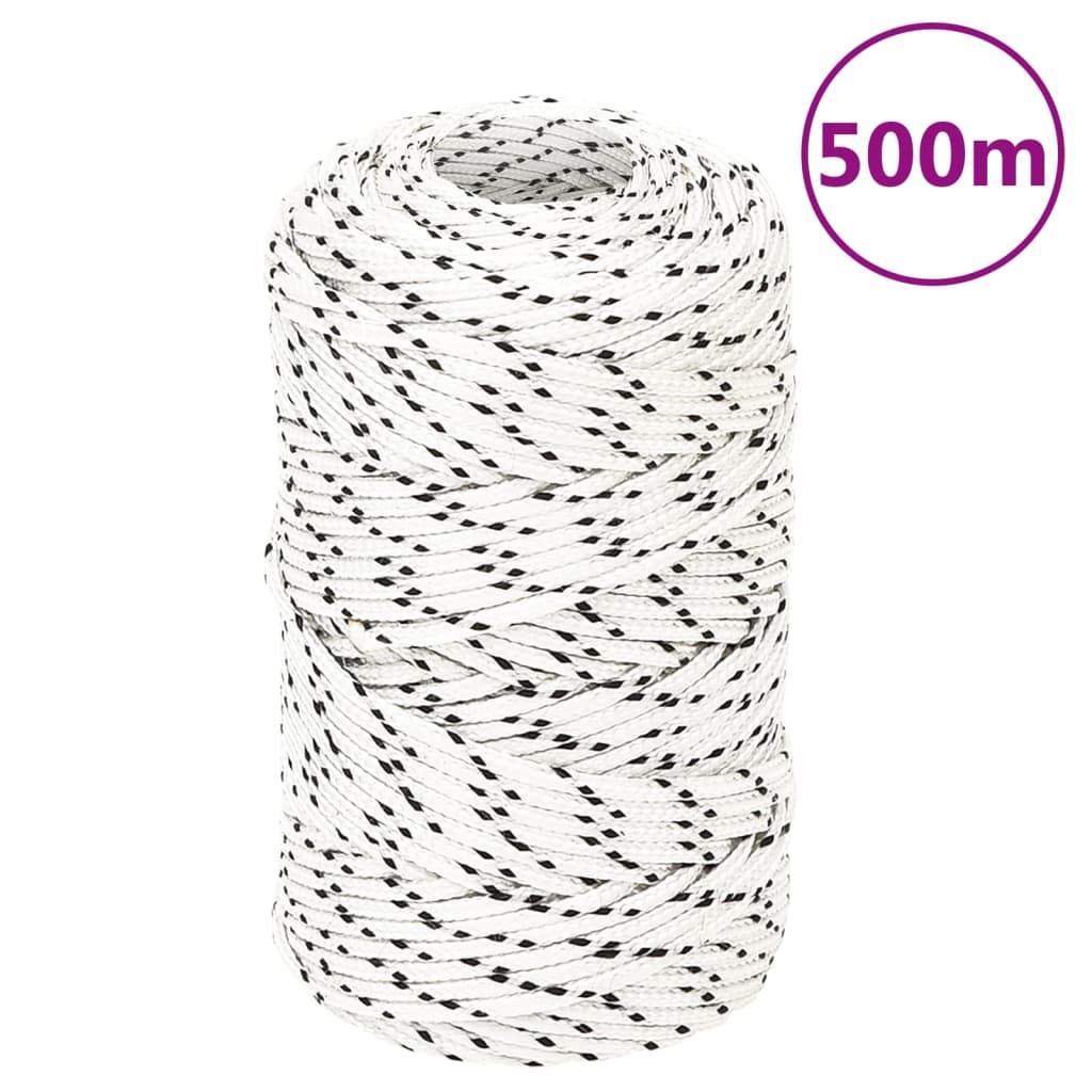 vidaXL Boottouw gevlochten 2 mm x 500 m polyester wit - Image 6