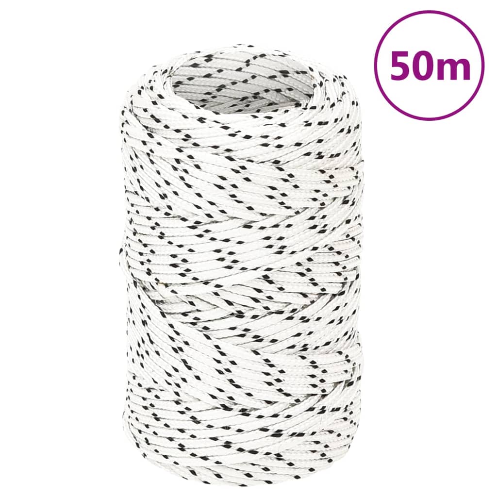 vidaXL Boottouw gevlochten 2 mmx50 m polyester wit - Afbeelding 6