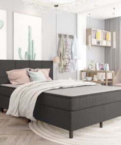 vidaXL Boxspring stof donkergrijs 140x200 cm