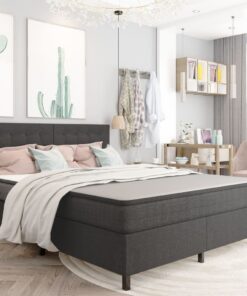 vidaXL Boxspring stof donkergrijs 160x200 cm