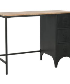 vidaXL Bureau 100x50x76 cm massief vurenhout en staal