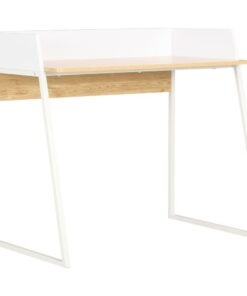 vidaXL Bureau 90x60x88 cm wit en eikenkleurig