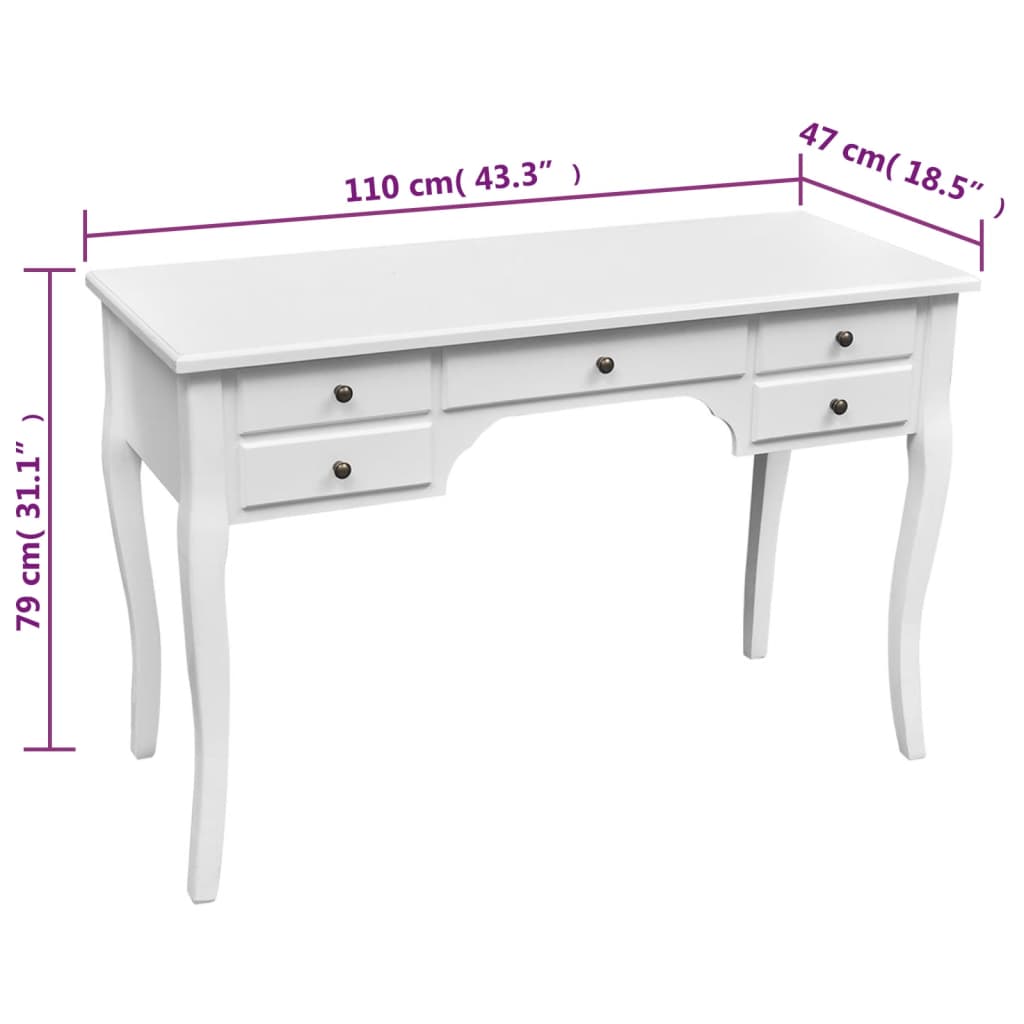 vidaXL Bureau met gebogen poten en 5 lades Franse stijl - Afbeelding 4