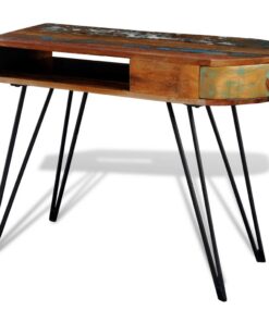 vidaXL Bureau met ijzeren poten massief gerecycled hout