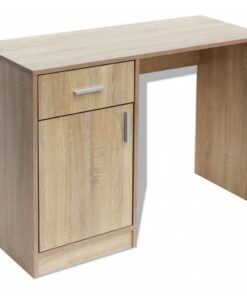 vidaXL Bureau met lade en kastje 100x40x73 cm eiken