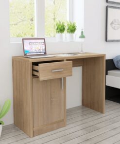 vidaXL Bureau met lade en kastje 100x40x73 cm eiken