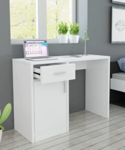 vidaXL Bureau met lade en kastje 100x40x73 cm wit