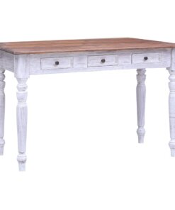 vidaXL Bureau met lades 117x57x75 cm massief mahoniehout wit