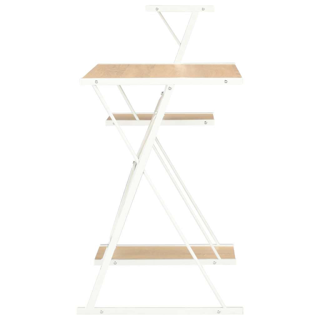 vidaXL Bureau met schap 116x50x93 cm wit en eikenkleurig - Afbeelding 3