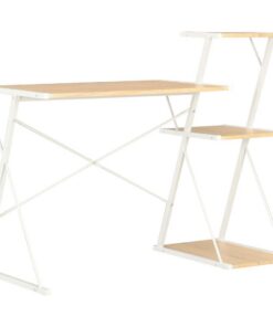 vidaXL Bureau met schap 116x50x93 cm wit en eikenkleurig