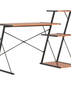 vidaXL Bureau met schap 116x50x93 cm zwart en bruin