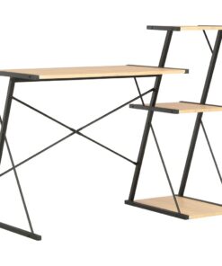 vidaXL Bureau met schap 116x50x93 cm zwart en eikenkleurig