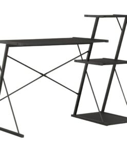 vidaXL Bureau met schap 116x50x93 cm zwart