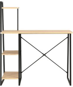 vidaXL Bureau met schappen 102x50x117 cm zwart en eikenkleurig