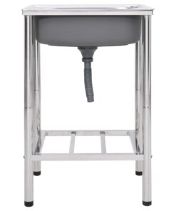 vidaXL Campinggootsteen enkele bak roestvrij staal