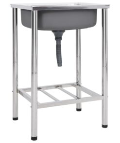 vidaXL Campinggootsteen enkele bak roestvrij staal