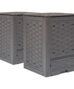 vidaXL Compostbakken 2 st 600 L 60x60x83 cm kunststof rattan bruin