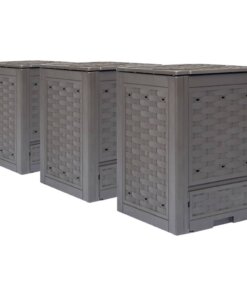 vidaXL Compostbakken 3 st 900 L 60x60x83 cm kunststof rattan bruin
