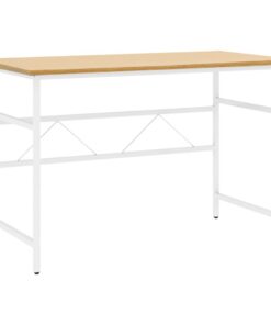vidaXL Computerbureau 105x55x72 cm MDF en metaal wit lichteikenkleurig