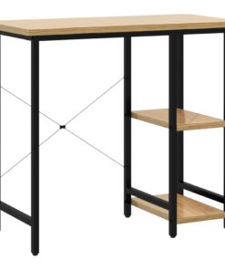 vidaXL Computerbureau 80x40x72 cm MDF metaal zwart lichteikenkleurig