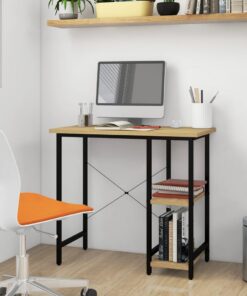 vidaXL Computerbureau 80x40x72 cm MDF metaal zwart lichteikenkleurig
