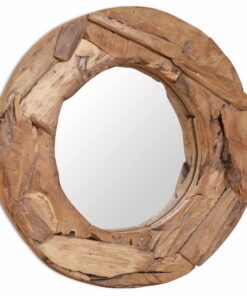 vidaXL Decoratieve spiegel rond 60 cm teakhout