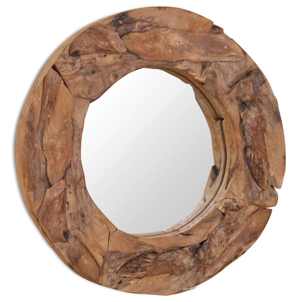 vidaXL Decoratieve spiegel rond 60 cm teakhout - Afbeelding 5