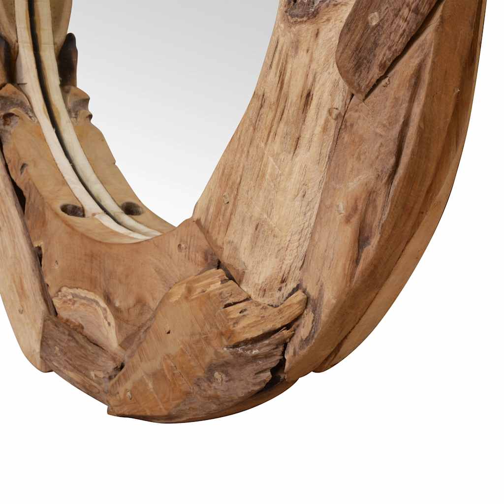 vidaXL Decoratieve spiegel rond 60 cm teakhout - Afbeelding 7