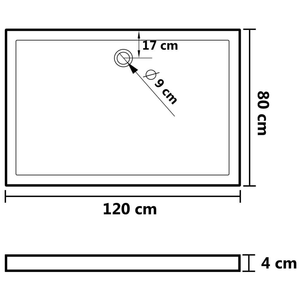 vidaXL Douchebak met noppen 80x120x4 cm ABS wit - Image 7