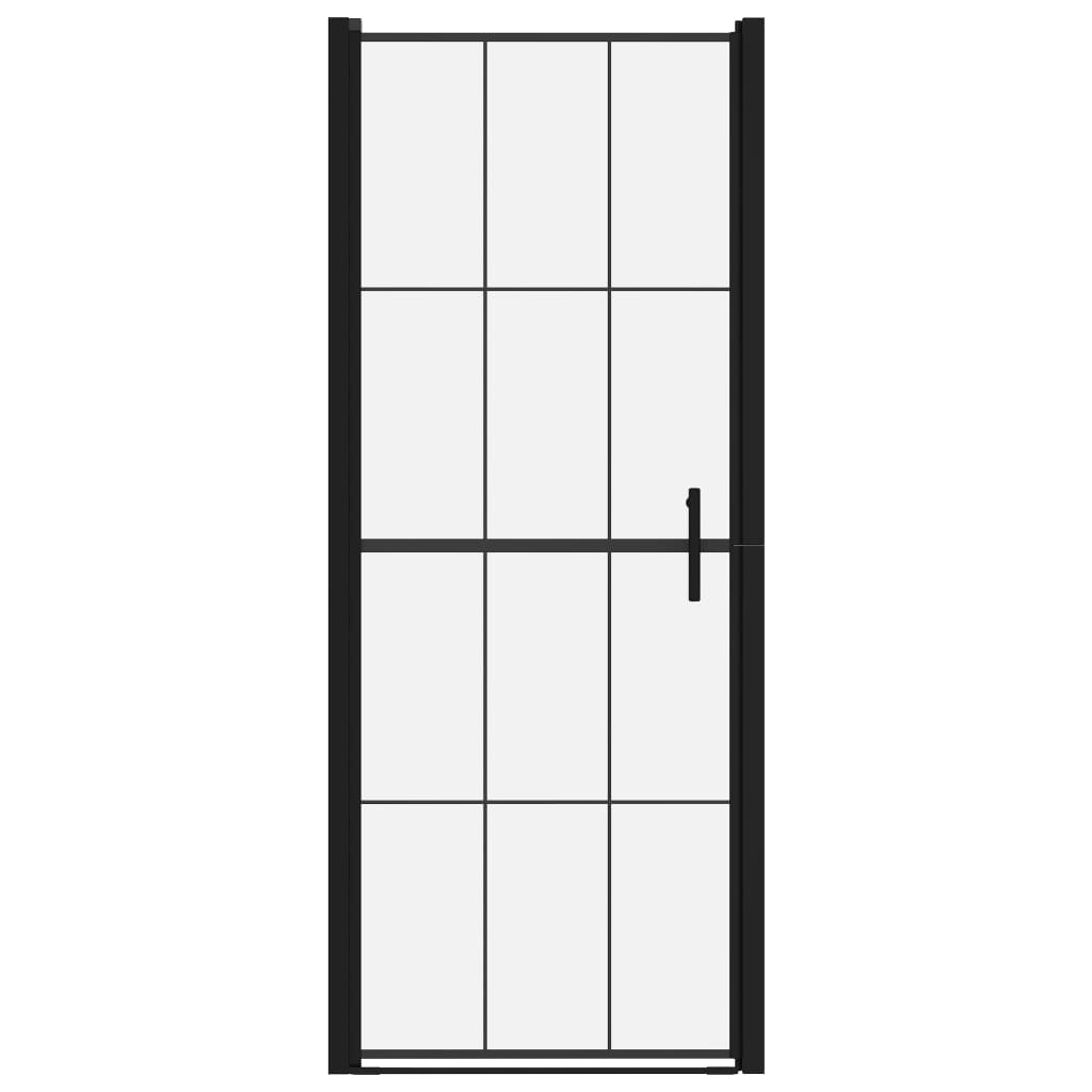 vidaXL Douchedeur 81x195 cm gehard glas zwart - Afbeelding 3