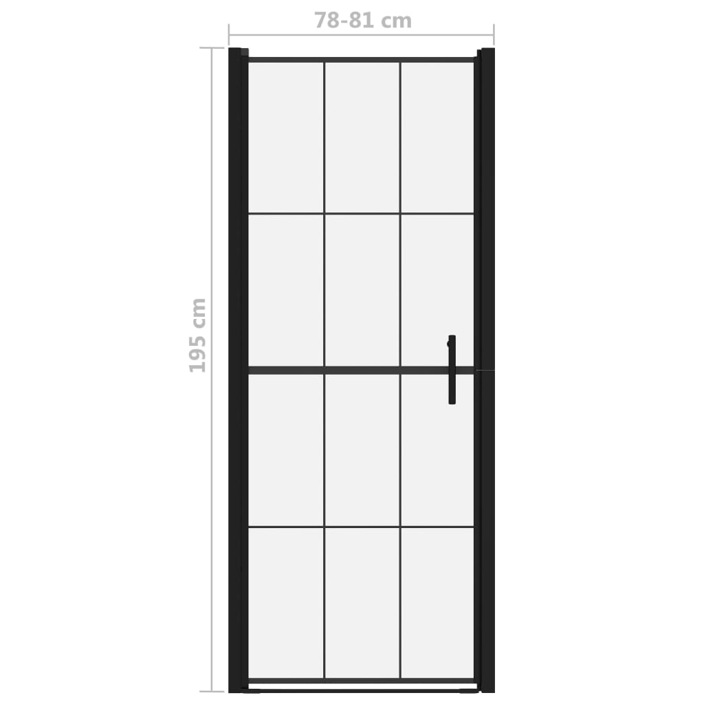 vidaXL Douchedeur 81x195 cm gehard glas zwart - Afbeelding 5