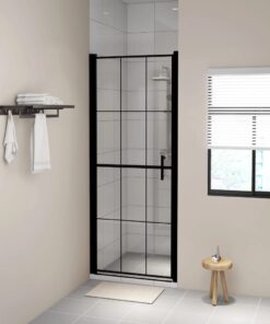 vidaXL Douchedeur 91x195 cm gehard glas zwart