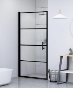 vidaXL Douchedeur halfmat 100x178 cm gehard glas zwart