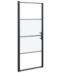 vidaXL Douchedeur halfmat 91x195 cm gehard glas zwart