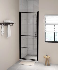 vidaXL Douchedeuren 81x195 cm gehard glas zwart